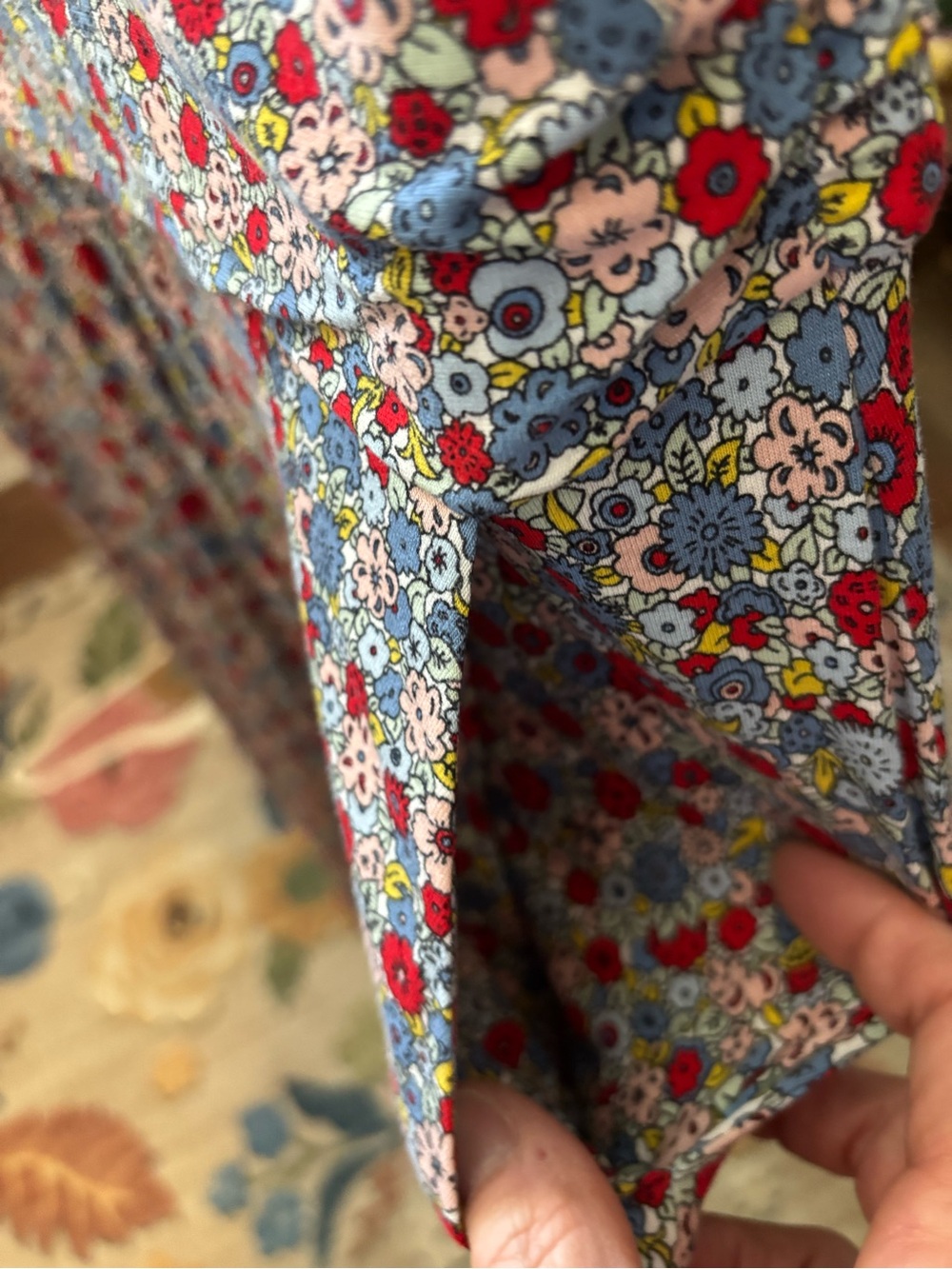 Boden Cream Floral Scoop-Neck Midi Dress with Red & Blue Blossoms - Picture 5 of 6